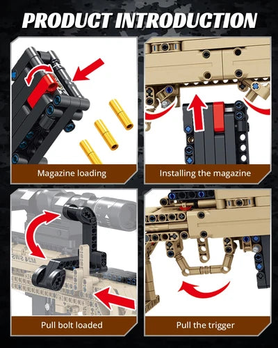 1:1 M24 Building Blocks Gun Sets - 1088 PCS Model Guns Collection Toy Building B