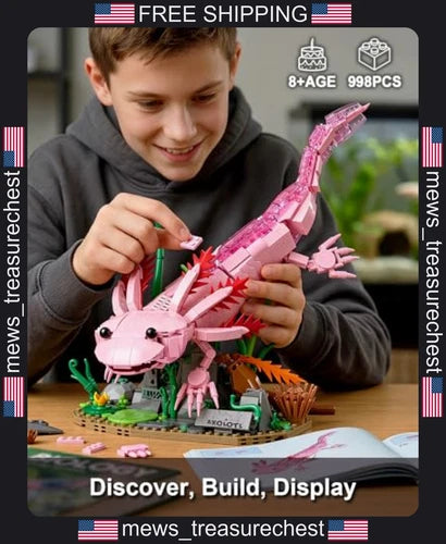 Axolotl Building Blocks Set 998 Pcs with Aquatic Scenery and Poseable Model