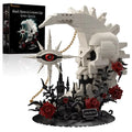 Building Blocks Set, White Dragon with Red Roses Black Base Fantasy Animal Model