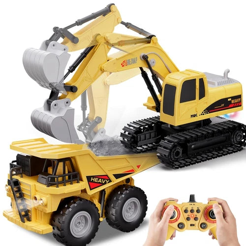 Remote Control Excavator Dump Truck Set 11CH 2.4Ghz RC Construction Toy