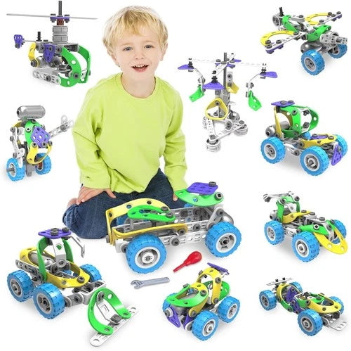 107Pcs Motorized Erector Sets for Kids Ages 4 5 6 7 8+,STEM Building Toys