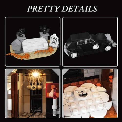 Addams Nightfall Manor Family Mansion Horror House Building Set, Dark Comedy ...