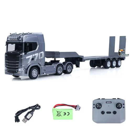 US Stock HUINA 1/24 RC Tractor Truck 770S RTR Lights Sounds Semi Flatbed Trailer