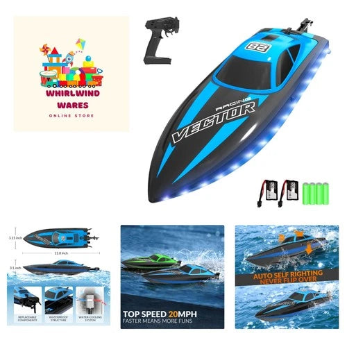 Exciting 2.4GHz RC Boat for Beginners - Speed Up to 25mph, Includes 2 Batteries