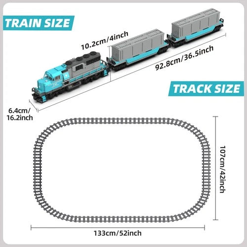 Train Building Block Set, Freight Cargo Internal Combustion Locomotive Model Bui
