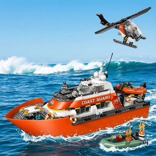 742pcs Coast Guard Rescue Boat Building Blocks MOC 60504 Toy New Sealed (bagged)