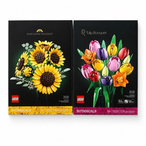 Lot of 2 LEGO Botanicals: Sunflower Bouquet (11502) & Tulip Bouquet (11501)
