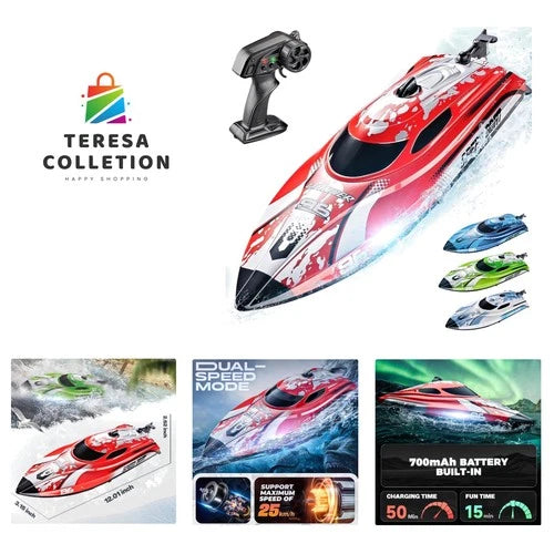 High-Speed 12-Inch RC Boat TX126 \| 700mAh Battery, LED Lights, Waterproof Design