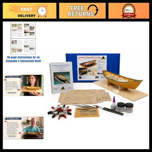 Wooden Ship Model Starter Kit for Adults - 1:24 Scale Grand Banks Dory - Tools,