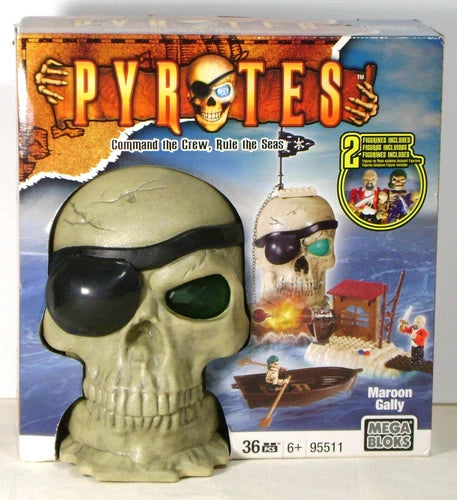 Mega Bloks Pyrates MAROON GALLY Pirate Building Blocks 2 Figures 95511 NISP RARE