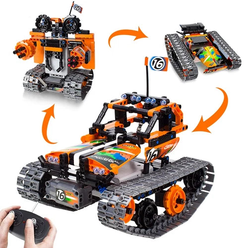 3-in-1 STEM Remote Control Building Kits - Tracked Car/ Robot/ Tank // 392pcs