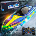Remote Control Boat for Lakes and Pools RC Boats with LED Lights, 2 Battery