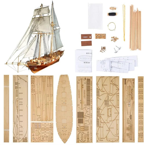 Ship Model Building Kit - Scale 1/96 Harvey 1847 Wood Sailboat