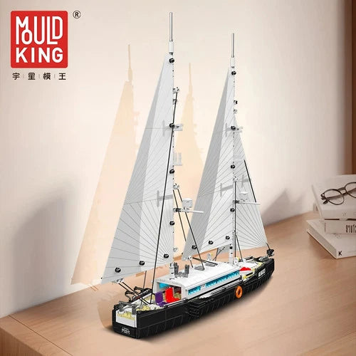 893+ Sailing Boat Assembly Twin-Masted Schooner Ship Model Building Blocks Kit
