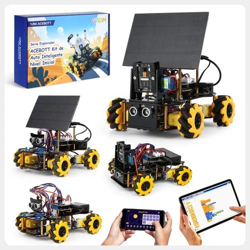 4-in-1 ESP32 Solar Robot Car, 4WD Remote Control Car Robotics Kit for 8-12 12...