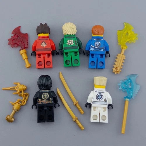LEGO Ninjago Techno Robe Lloyd, Kai, Cole, Jay & Zane (Custom Heads) W/ Blades