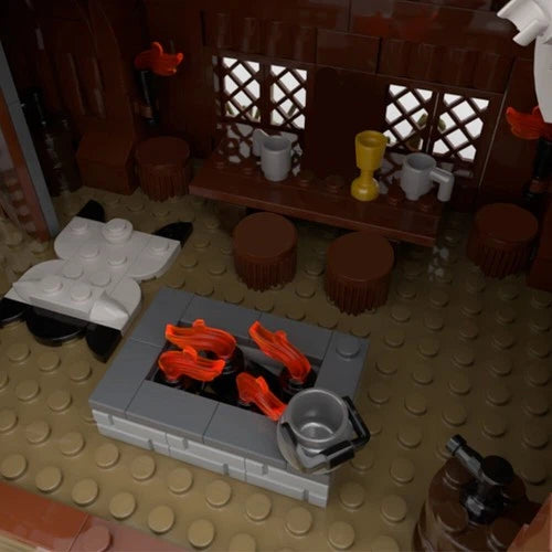 MOC Mead Hall Modular Building with Interior 745pcs Toy Kit