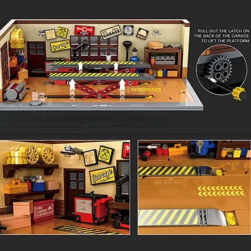 MOC Vintage Garage Building Block Model Kit Toy Gift 750 Pcs