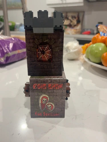 MEOW 852231 Castle Coin Bank w/ Drawbridge – Fantasy Era Evil Skeletons