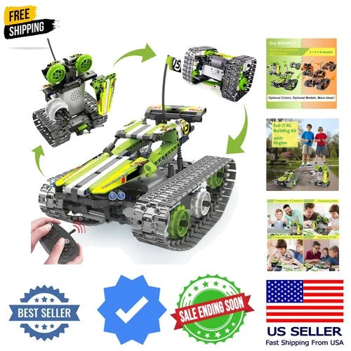Remote Control Tracked 3in1 Stunt Racer Building Kit - RC Car STEM Constructi...