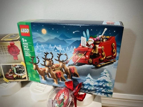 Christmas Lego Lot - Santa’s Sleigh, Dickens Book, Ornaments (2) & Lrg Lego Box