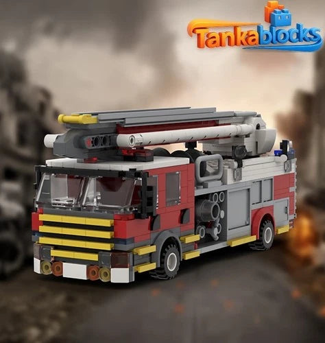 MOC Ladder Fire Truck DIY Model building blocks Toys Christmas gift