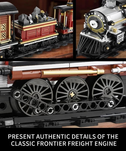 Western Mining Steam Train Building Blocks, West Articulated Locomotive Brick Se