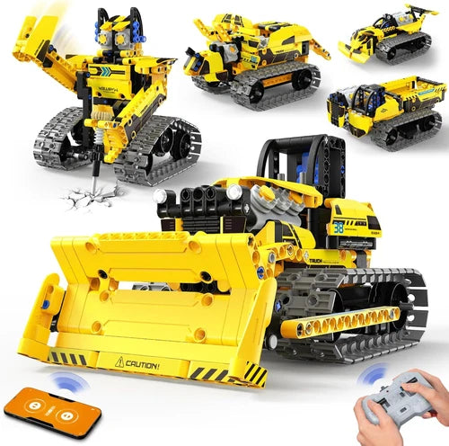 5 in 1 STEM Robot Toy Building Kit, 452 PCS Blocks App & Remote Control Engineer