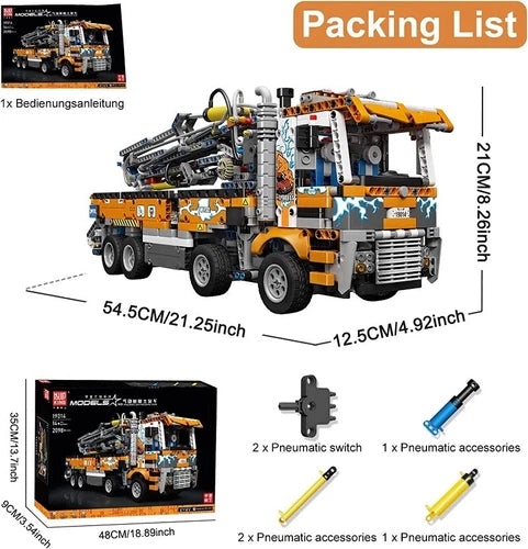 Mould King 19014 Concrete Pump Tow Truck Car Model Building Block Kit Toy Gift