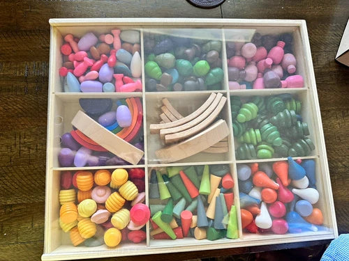 NEW 252-Piece Mandala Loose Parts Play Set with Mini Rainbow & Natural... Age 3+