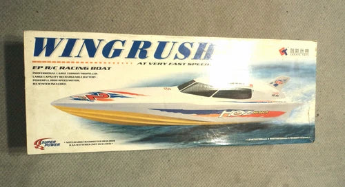 Vintage SUPER POWER WINGRUSH R/C RC Speed Boat OPEN BOX COMPLETE! Untested