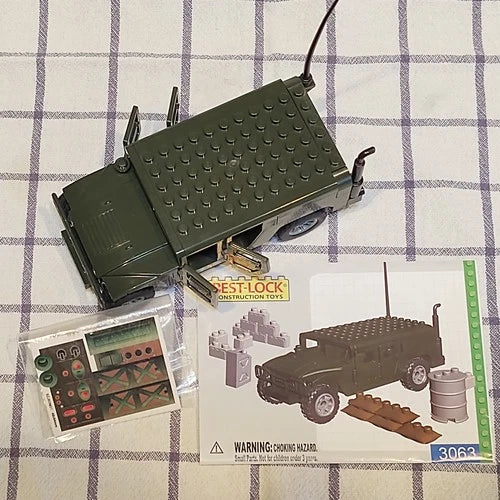 BEST-LOCK Construction Toys 3063 MILITARY HUMMER H1 HUMVEE HMMWV green wagon