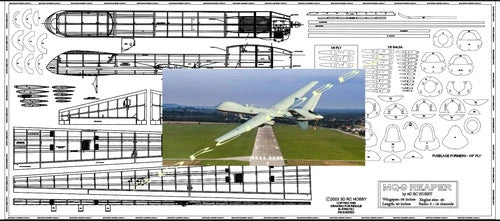 MQ-9 UAV REAPER DRONE 74" WS RC Model Airplane Kit Short Kit & Printed Plans