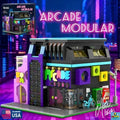 Cyberpunk Arcade Building Blocks 2600 PCS Lighted City Modular Bricks Set