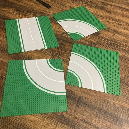2 Straight Road Plates Green and 3 curves