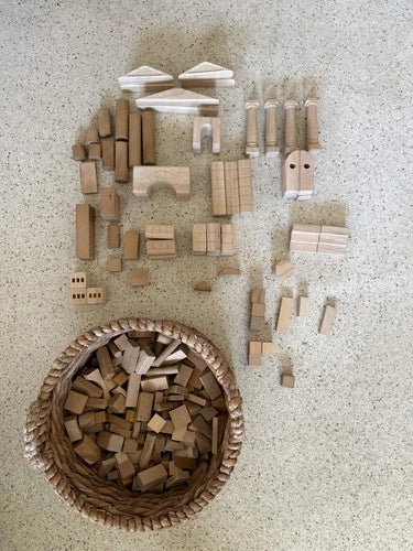 Wooden Lakeshore Blocks and More Wooden Building Blocks Over 150 Pieces