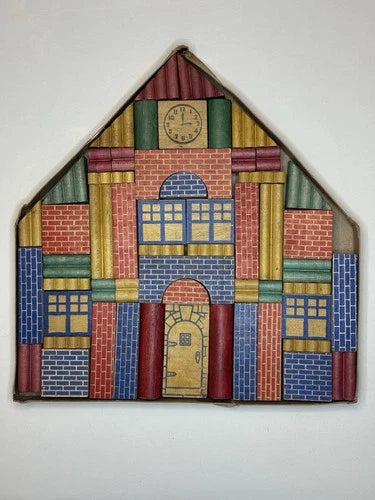 Rare Vintage Block-House Toy Company Building Blocks Set w/ Box & More Toledo OH