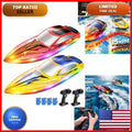 DEERC HJ825 2-Pack RC Boats for Kids, 120 Min Runtime, 7 LED Lights Mode