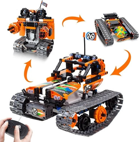 STEM Remote Control Building Kit - 392pcs 3-in-1 Rechargeable Car, Robot & Tank