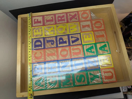 Wooden Unit Building Blocks 350 Piece Set In Wooden Rolling Cart 6 Tiers NEW
