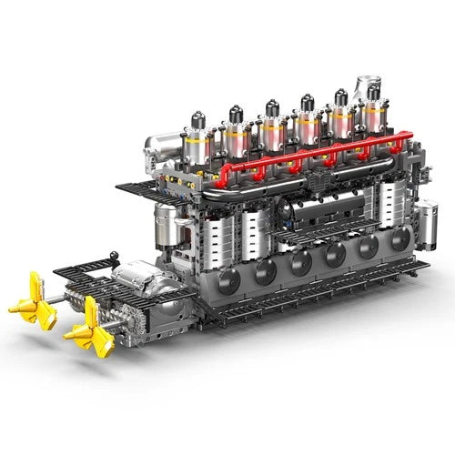 Mould King 10209 Aircraft Carrier Engine Motor That Runs Building Block Toy