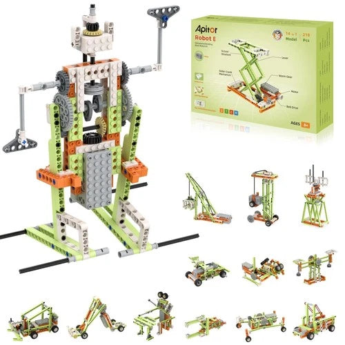 Apitor Robot E STEM Kits for 8-12 Year Old Boy Girl, 14 in 1 Medium, Green