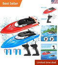 10km/h Remote Controlled Boat Set - 2-Pack with Rechargeable Batteries Included