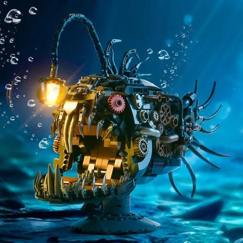 1038-Piece Mechanical Fish Building Set - Illuminating Ocean Décor for All Ages