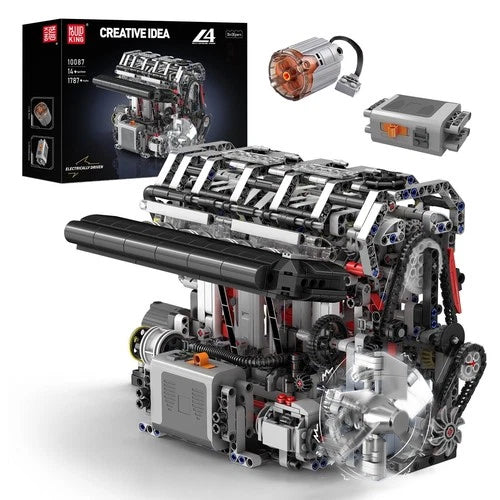 Mould King 10087 Technic Motorized Car Engine V8 Motor Building Blocks Brick Set