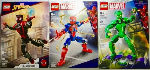 LEGO Marvel: 76284 Green Goblin, 76225 Miles Morales, 76298 Iron Spider-Man
