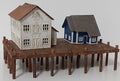 Waterfront Kit Set- 2 Piers and 3 Buildings - Z Scale - Check Out All The Pix