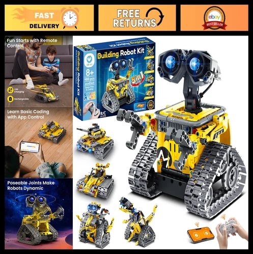 STEM Robot Building Kit - Remote Control, Coding & Educational Toy, 5-in-1 Model