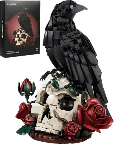 Gothic Skull & Raven Flower Building Blocks Set – Adult Gift