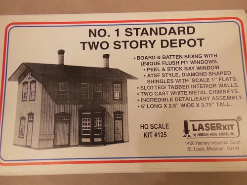HO SCALE AMERICAN MODEL BUILDERS #125 NO.1 STANDARD 2 STORY DEPOT LASER KIT
